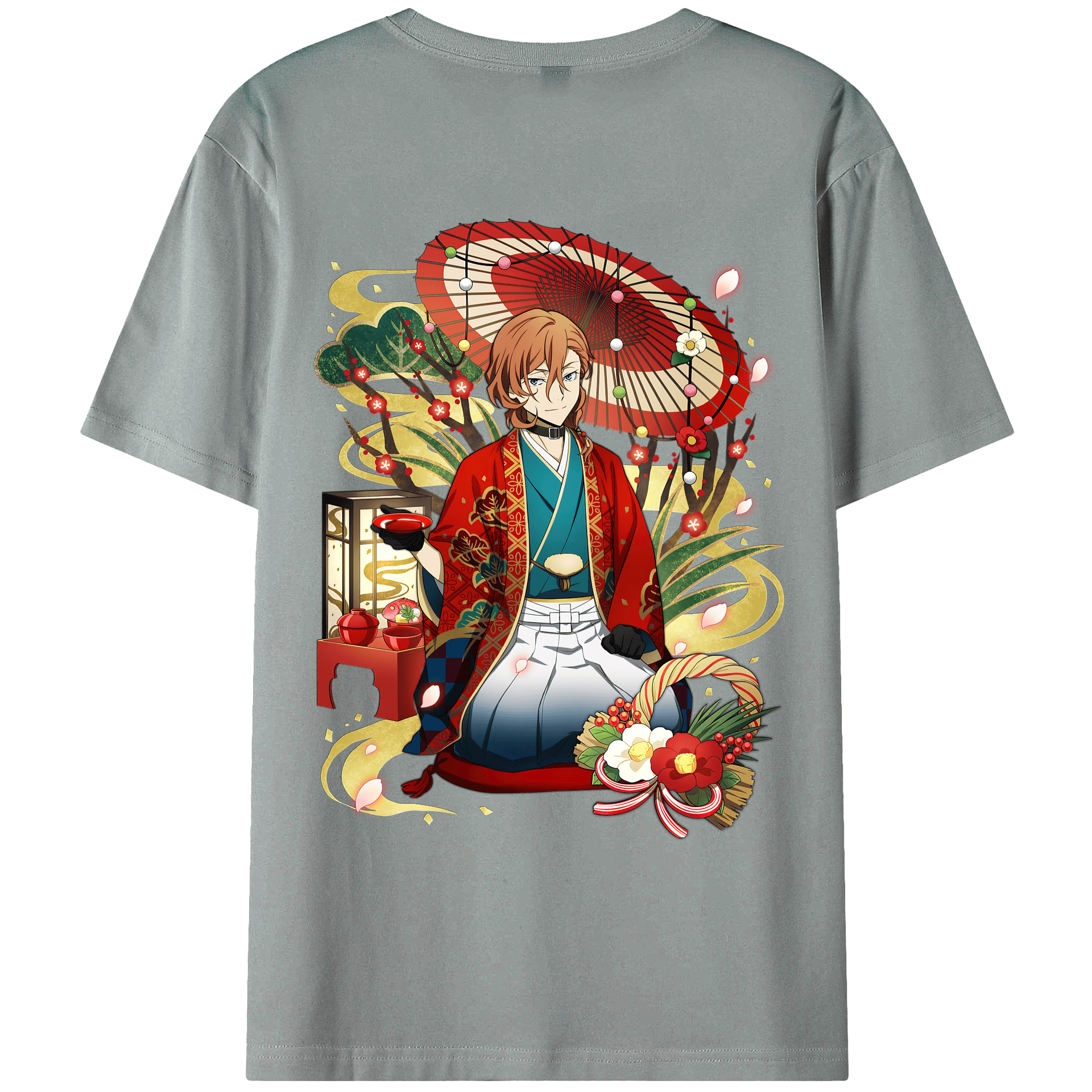 （画像用） 文豪ストレイドッグス Bungo Stray Dogs 綿100％ メンズ半袖Tシャツ（バックプリント） 通気性